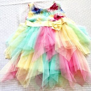Jessica Ann Baby Girl Rainbow Tulle Party Dress 18M Pastel Unicorn Outfit